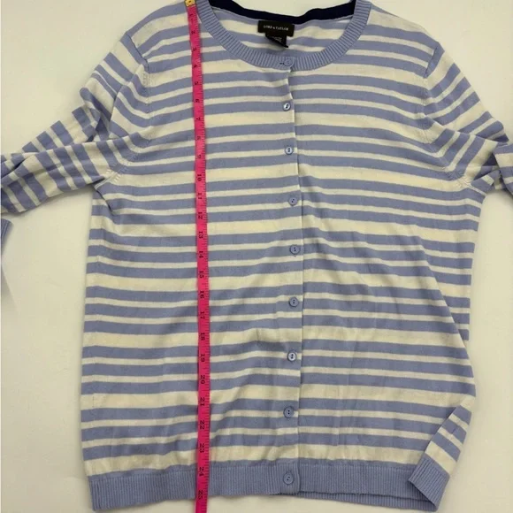 Lord & Taylor Womens Periwinkle Striped Button Up Cardigan X-Large Preppy - Picture 9 of 10